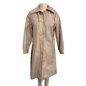 Vintage Sears Womens Beige Trench Coat Detachable Hood and Lining Fundraiser Sup